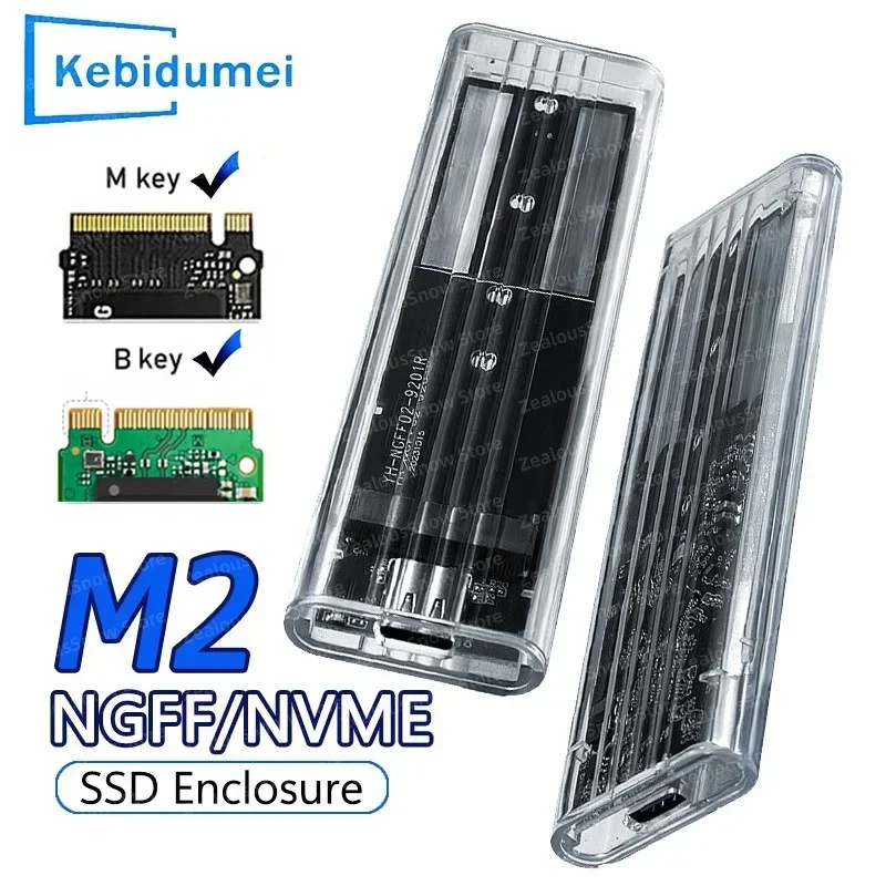 

Чехол M.2 NVME PCIe NGFF SATA Protocol SSD Прозрачный USB Type C 10 Гбит/с PCI-E M2 SSD Прозрачный внешний корпус Коробка для жесткого диска