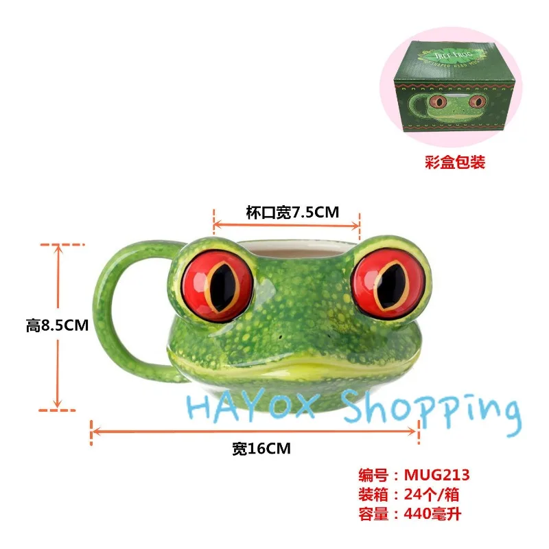 Cartoon 3D Painted Frog Animal Cup，Creative Hand-painted Ceramic Mug，Cute Children\'s Breakfast Cup Christmas Gifts