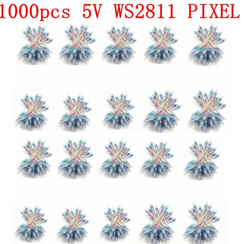 1000pcs WS2811 Led Pixel Modules DC 5V 12mm Full Color Waterproof Digital RGB Pixel Light DC5V 70A Power T1000S Controller Kit