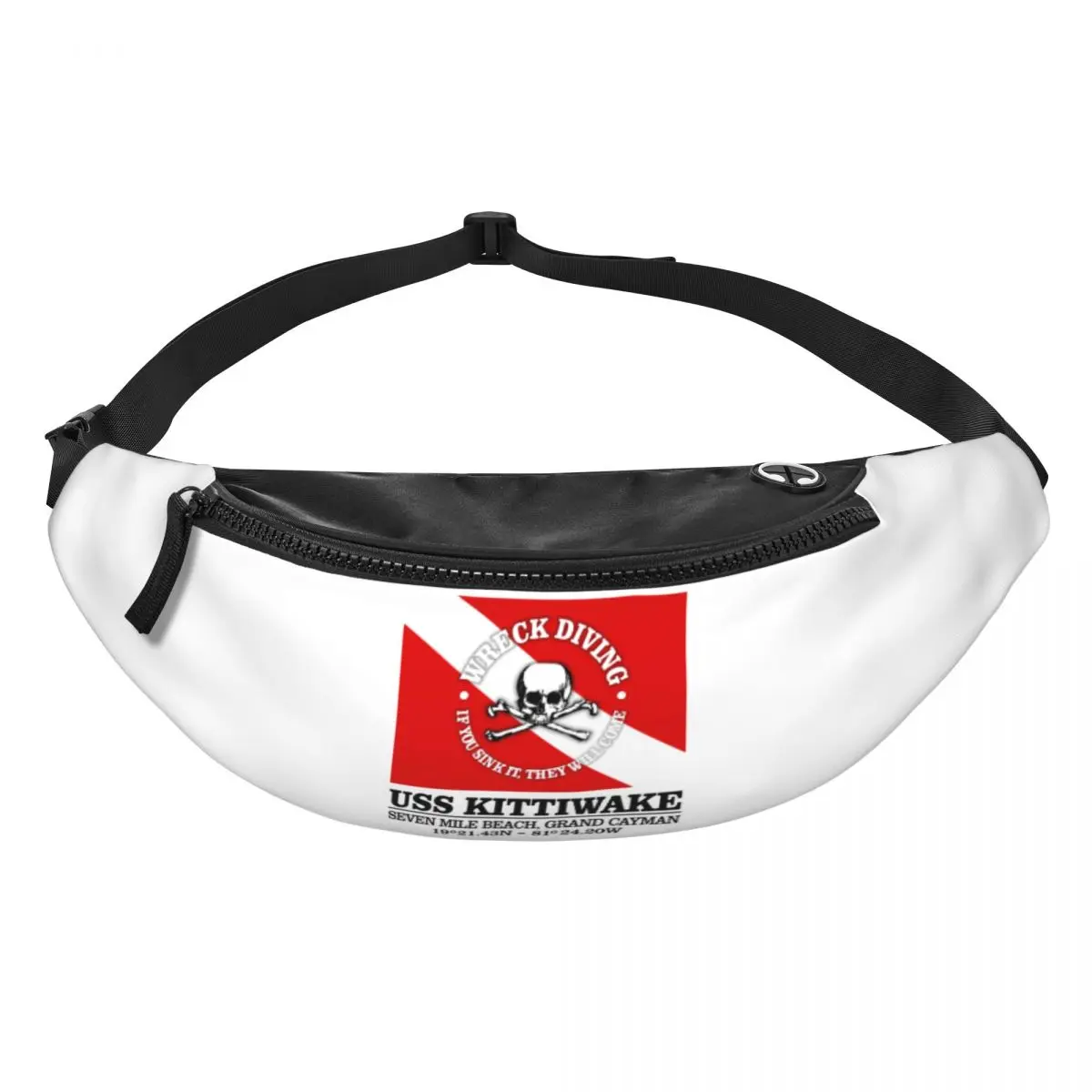 Custom USS Kittiwake Scuba Diving Fanny Pack for Women Fashion Diver Dive Flag Crossbody Waist Bag Traveling Phone Money Pouch