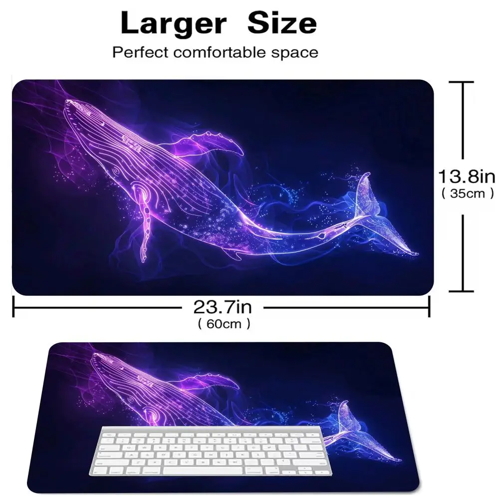 

Коврик для мыши «Черный морской кит», большие коврики для компьютерной офисной игровой настольной коврик XXL, резиновые противоскользящие коврики для игровой клавиатуры, длинные настольные коврики