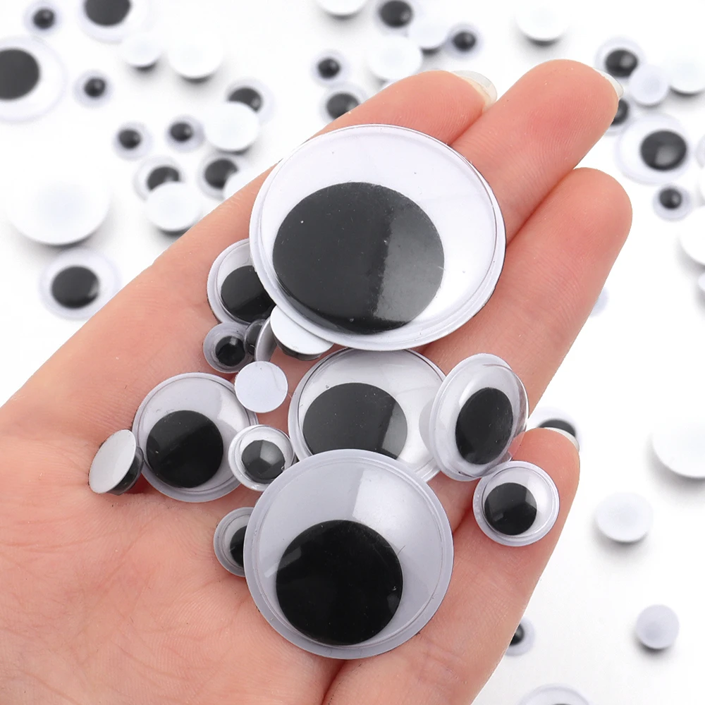 50-500pcs/lot DIY Movable Eyes Simulation Animal Eyeball Black White Self-Adhesive Doll Eye Kindergarten Children Craft Supplies