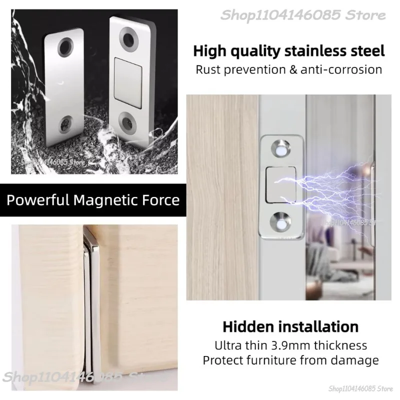 2-Pack Ultra-Thin Magnetic Cabinet Catches – Invisible Adhesive Drawer Magnets For Kitchen Cabinets, Closets & Doors, Strong Hold
