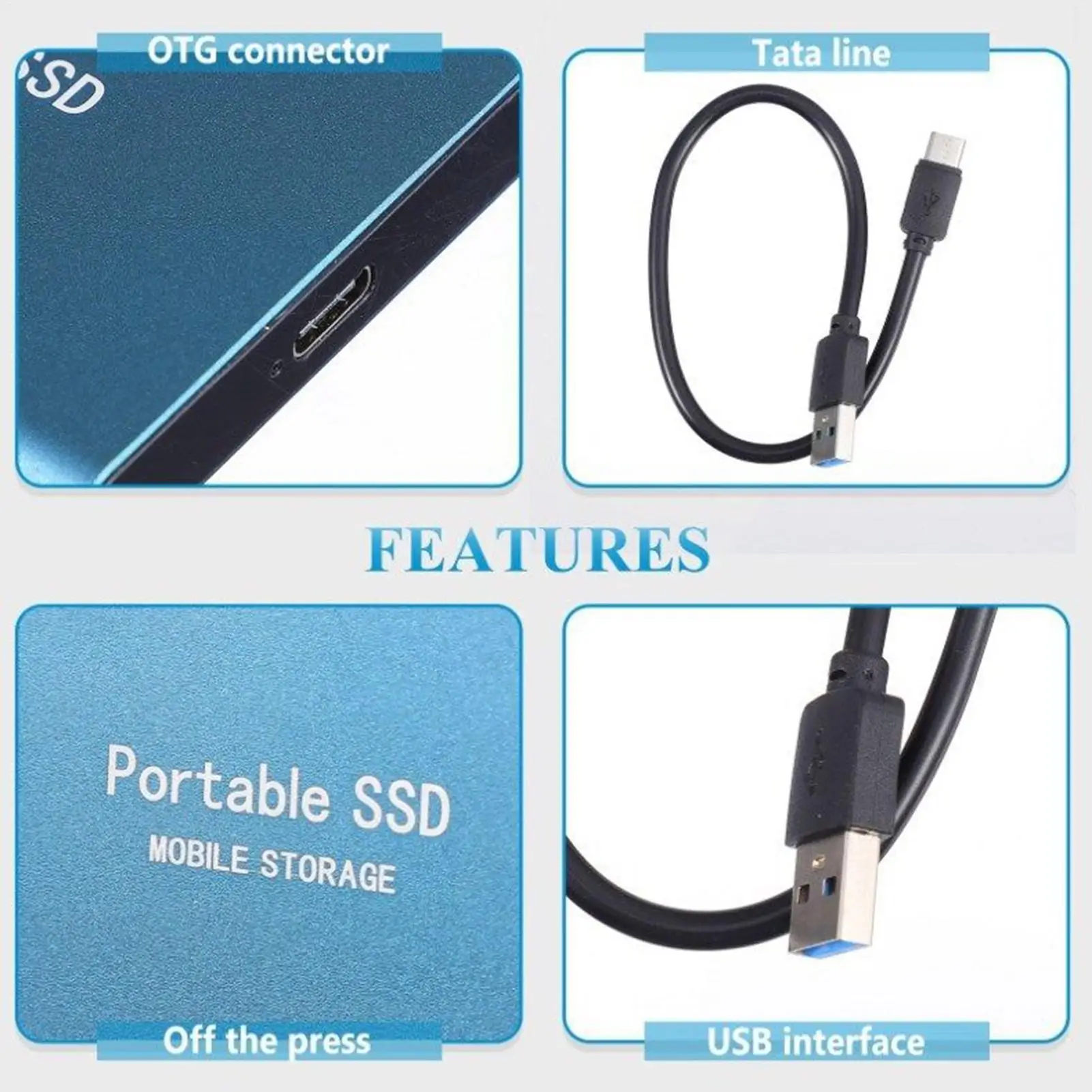 

Portable SSD 500GB Hard Drive USB Ultra Slim Hard Drive Solid Storage With High-Speed Transmission Data Safety Expansion
