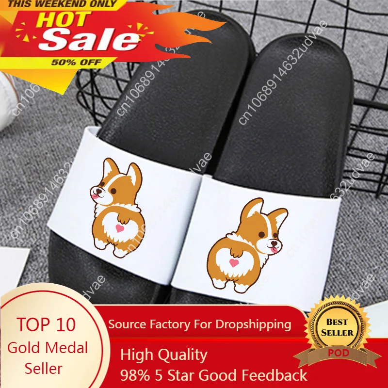 Butt Funny Corgi Slippers women casual cute graphic home Slippers woman flip flops Bathroom Slide Women indoor Slippers