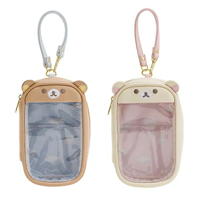 Rilakkuma Korilakkuma หมี Itabag โปร่งใสตุ๊กตา Plush จอแสดงผลกระเป๋าพวงกุญแจ Kawaii น่ารัก CLEAR จัดเก็บกระเป๋า