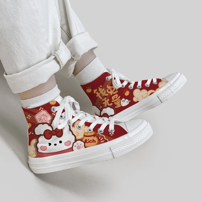 Amy und Michael 2023 Frühling Neue Kawaii Anime Schuhe Schöne Mädchen Studenten Casual Flache High Top Sneakers Frau Vulkanisieren Schuhe