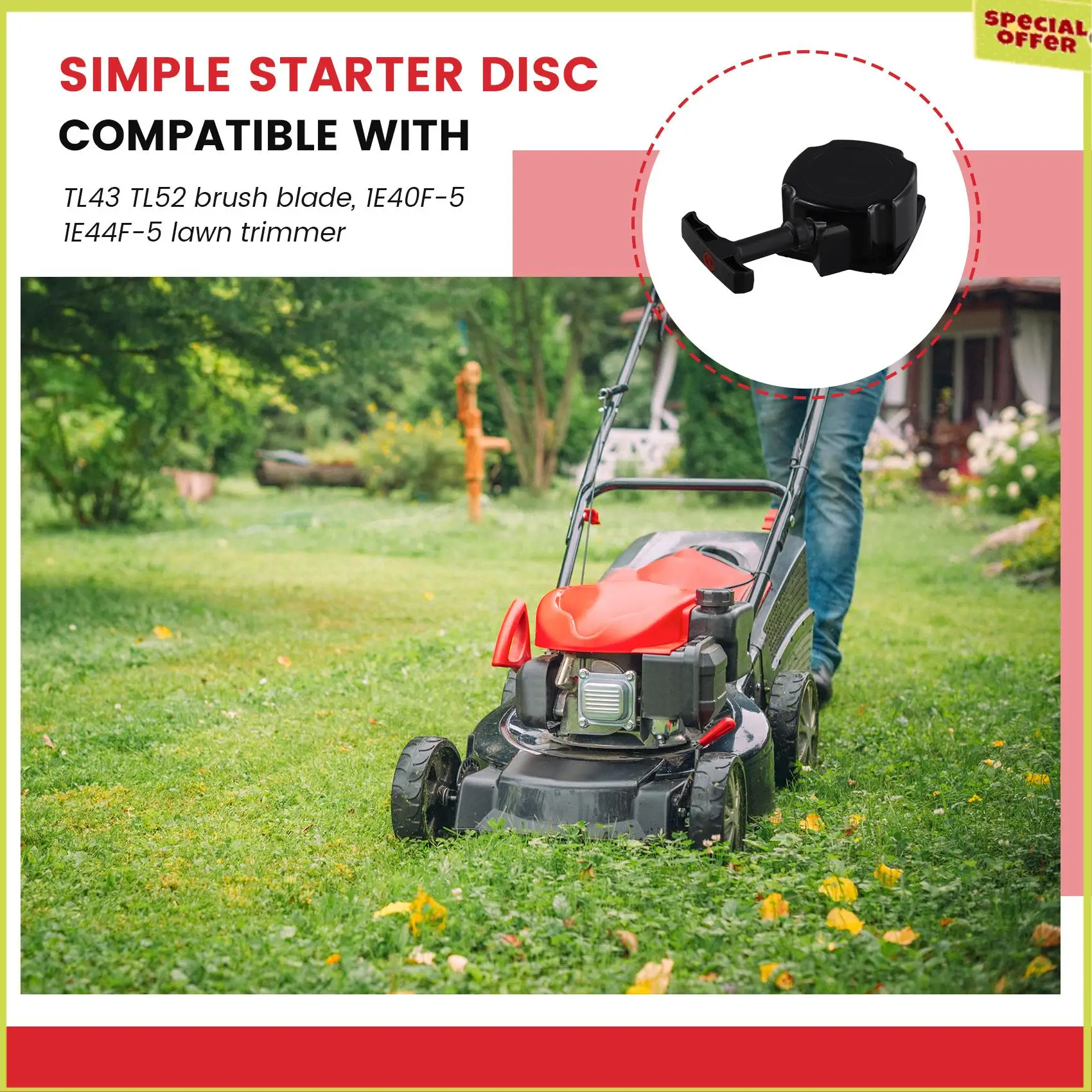 

A34R CG430 CG520 Easy Starter With Pulley For TL43 TL52 1E40F-5 1E44F-5 Grass Trimmer Cutter Weed Eater Low Pawl Starter