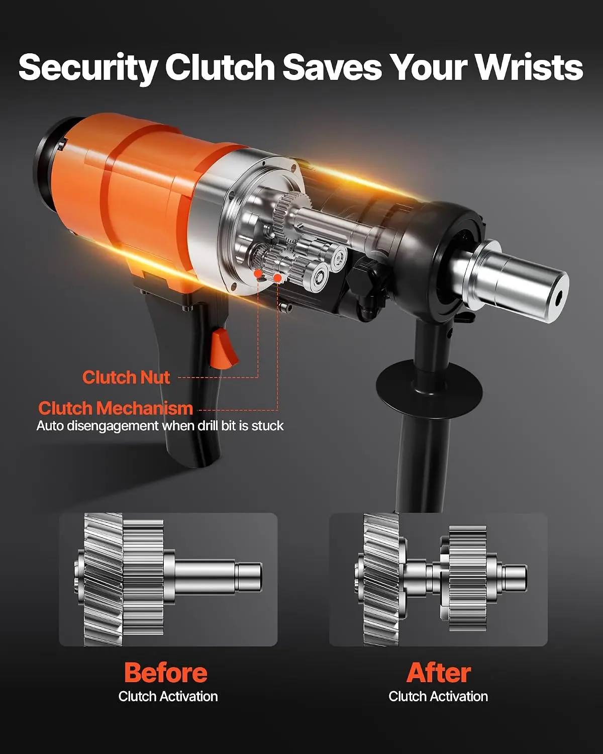 Diamond Core Drilling Machine 8 in Drilling Diameter 1800W Handheld