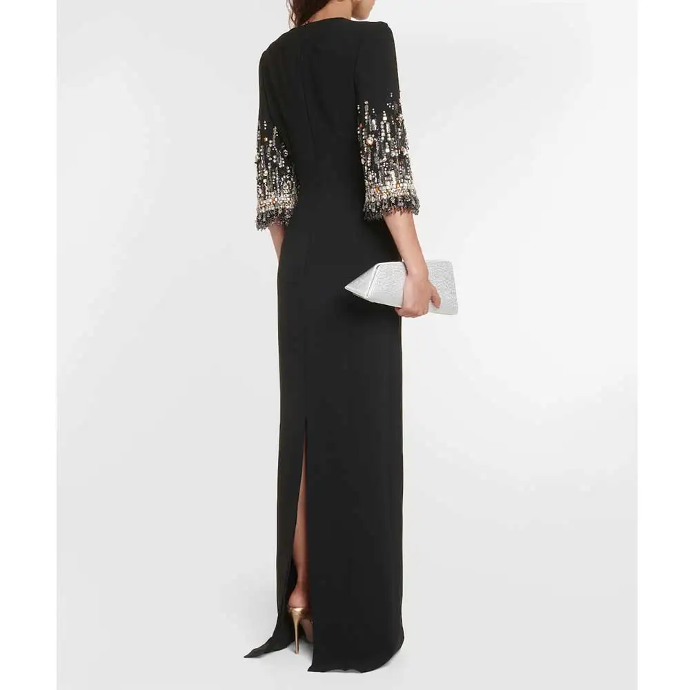 YUMDI-Robe de soirée longue noire avec biscuits pour femme, robe de soirée haute couture, haut de gamme, performance sur scène formelle, luxe