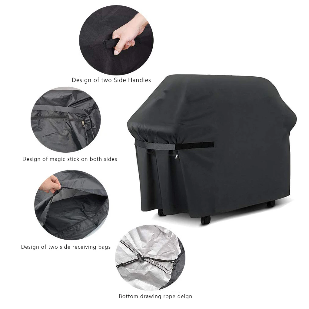 Penutup Panggangan BBQ Kain Oxford Penutup Barbekyu Furnitur Taman Luar Ruangan Penutup Debu Tahan Cuaca