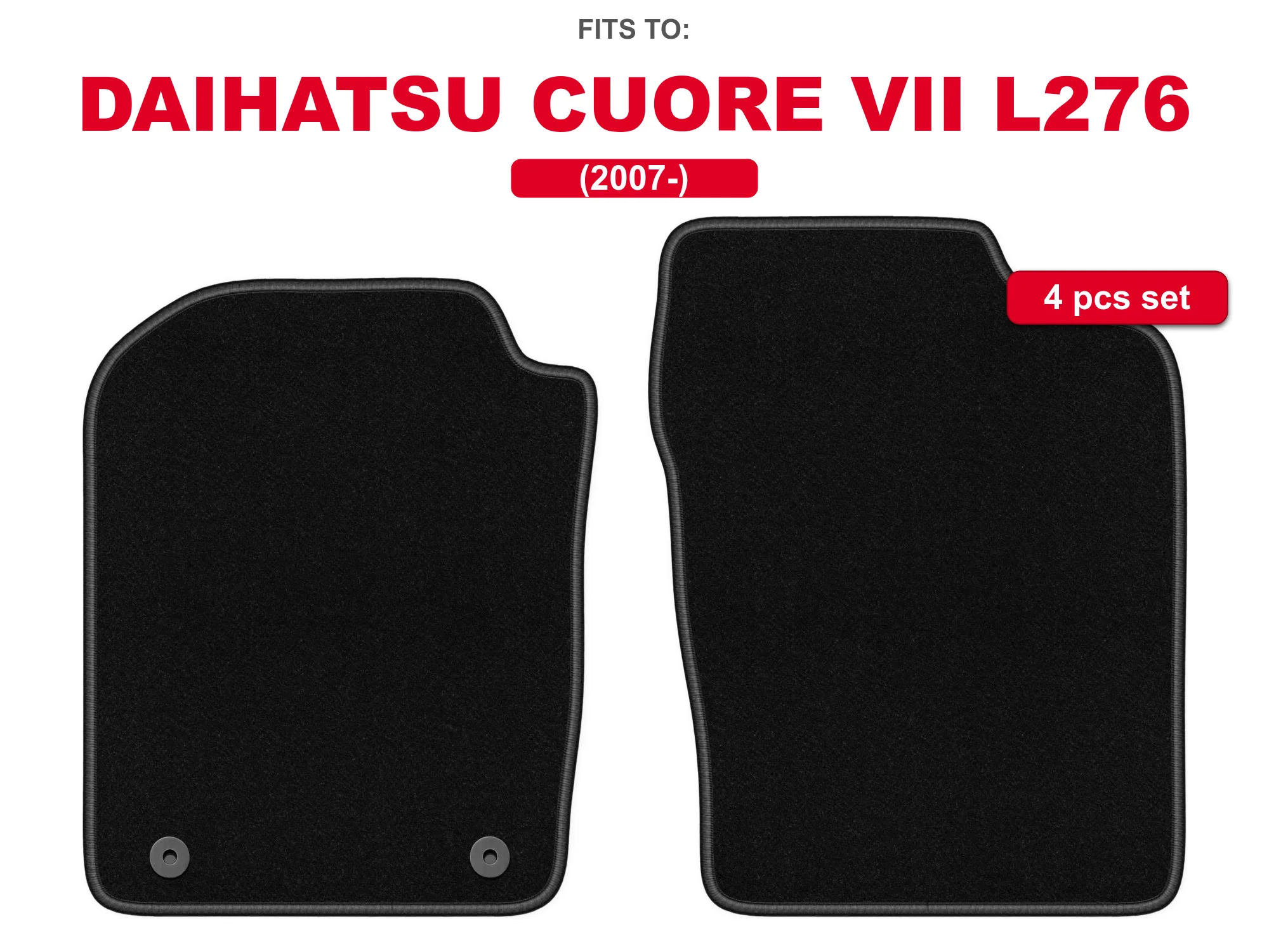 Velours voorste vloermatten voor: Daihatsu Cuore VII L276 2007- hatchback set auto vloermatten voor voertuigvloer