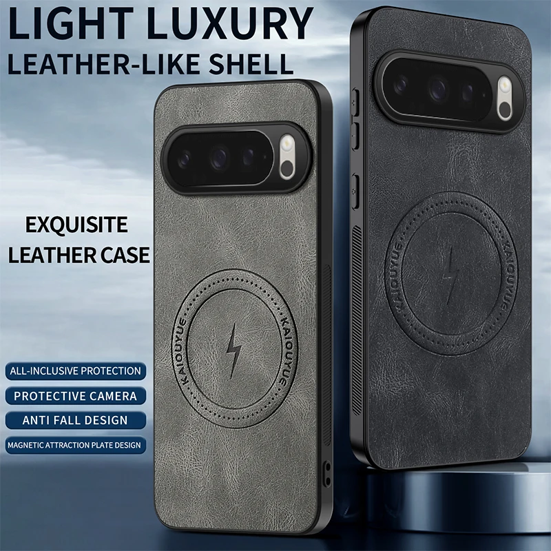 

Luxury Leather Texture Wireless Charging Magnetic Case For Google Pixel 10 Pro Pixel10Pro 5G ShockProof Phone Cover