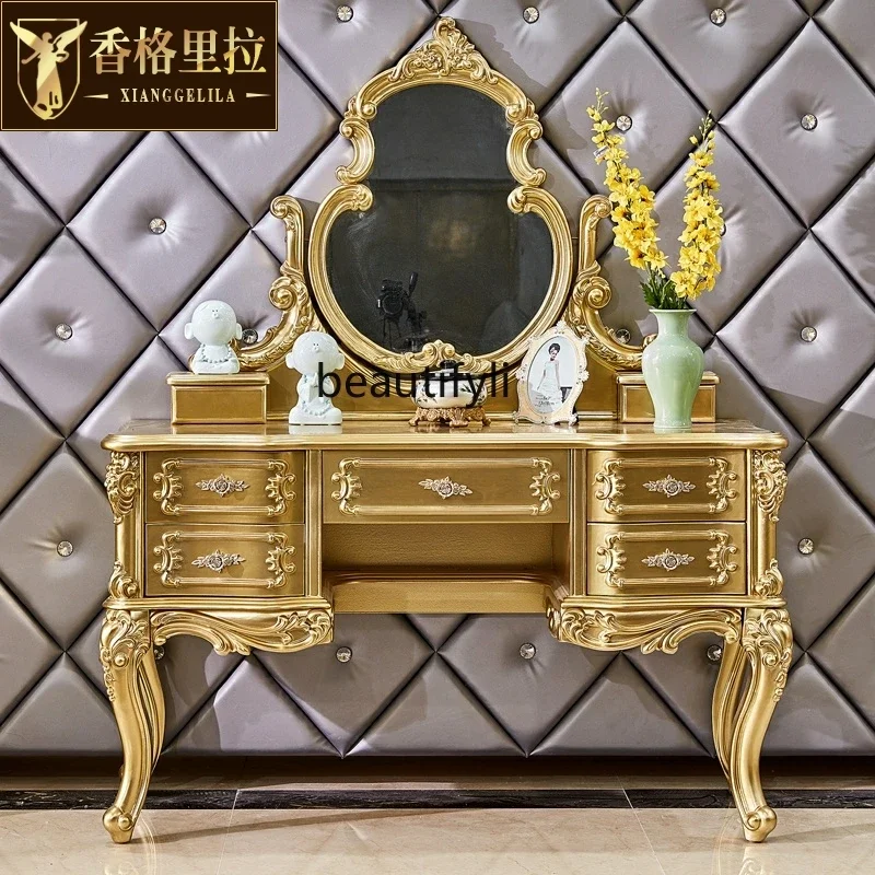 

A55 European dresser, table, storage cabinet, integrated cosmetic cabinet, French and European light luxury champagne golden cou