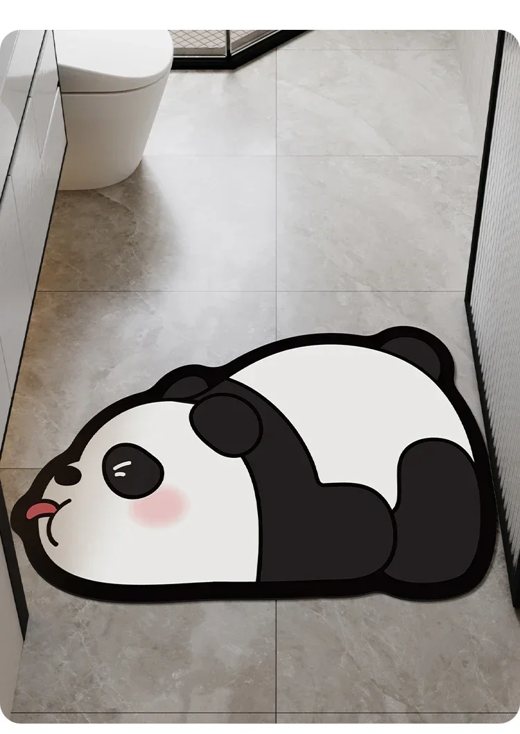 Toilet floor mat Household soft diatom mud Bathroom absorbent quick-drying mat Toilet door mat Non-slip panda carpet