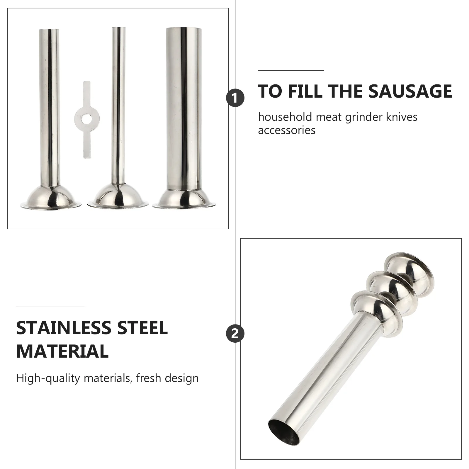 

Stainless Steel Making Tools Set Meat Accessories Strong Funnel Filler Tube Processing Parts Sausage Stuffer Meat Tools