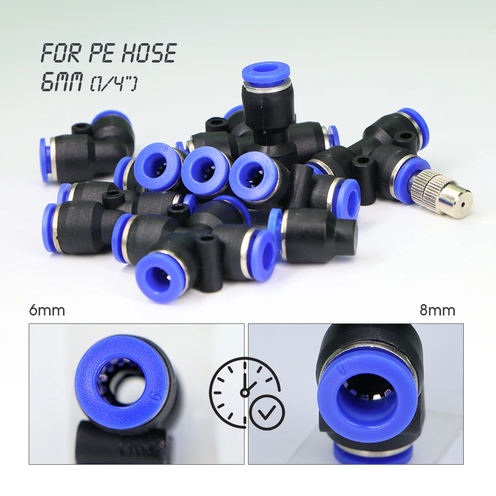 Gardening Atomization Cooling System Accessories for 6mm Hoses Garden Multifunction Convenient Watering Quick Connector Parts