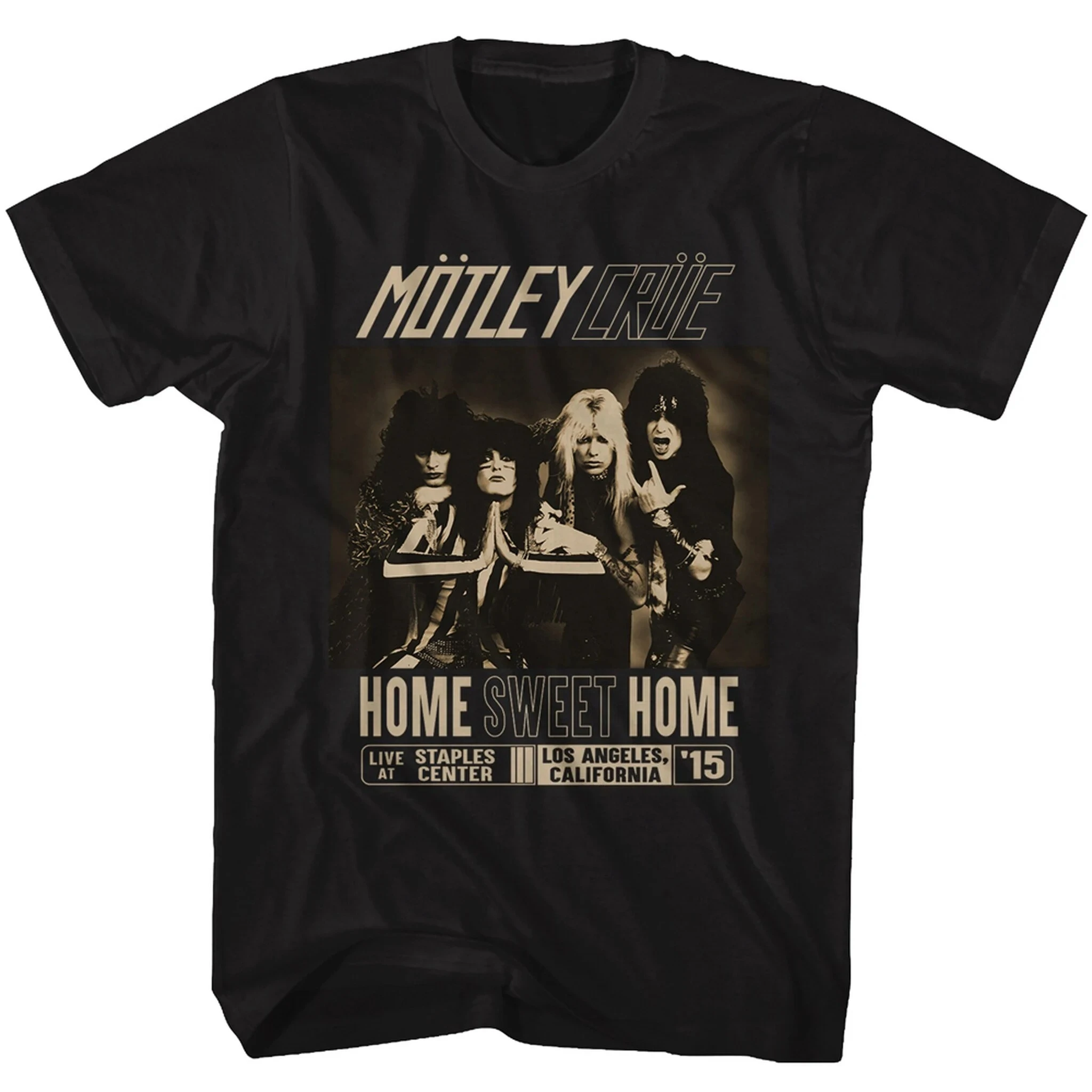 Motley Crue Classic Home Sweet Home Black Adult T-Shirt Summer Men's and Women's Loose and Breathable T-shirt Top