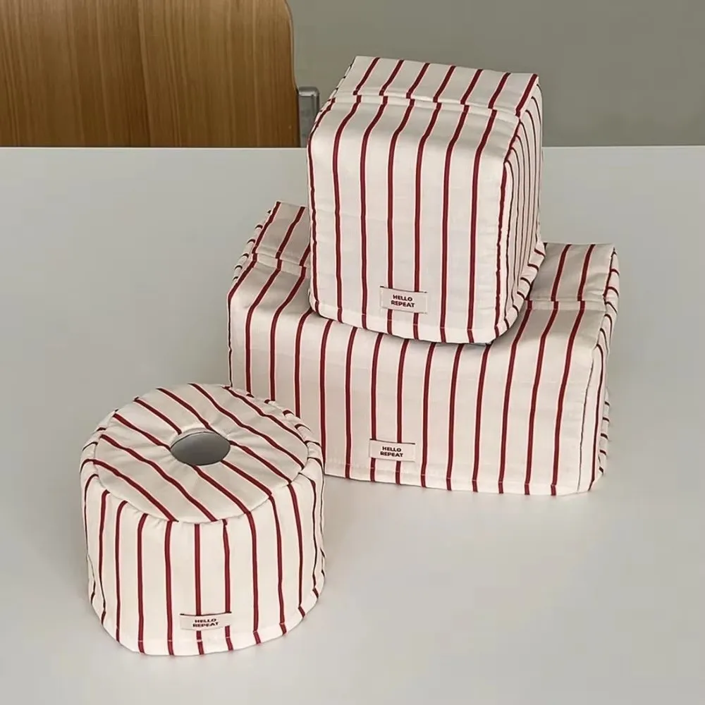 INS Stripe Tissue Case Cloth Living Room Tissue Box Large Capacity Paper Holder Kitchen Storage
