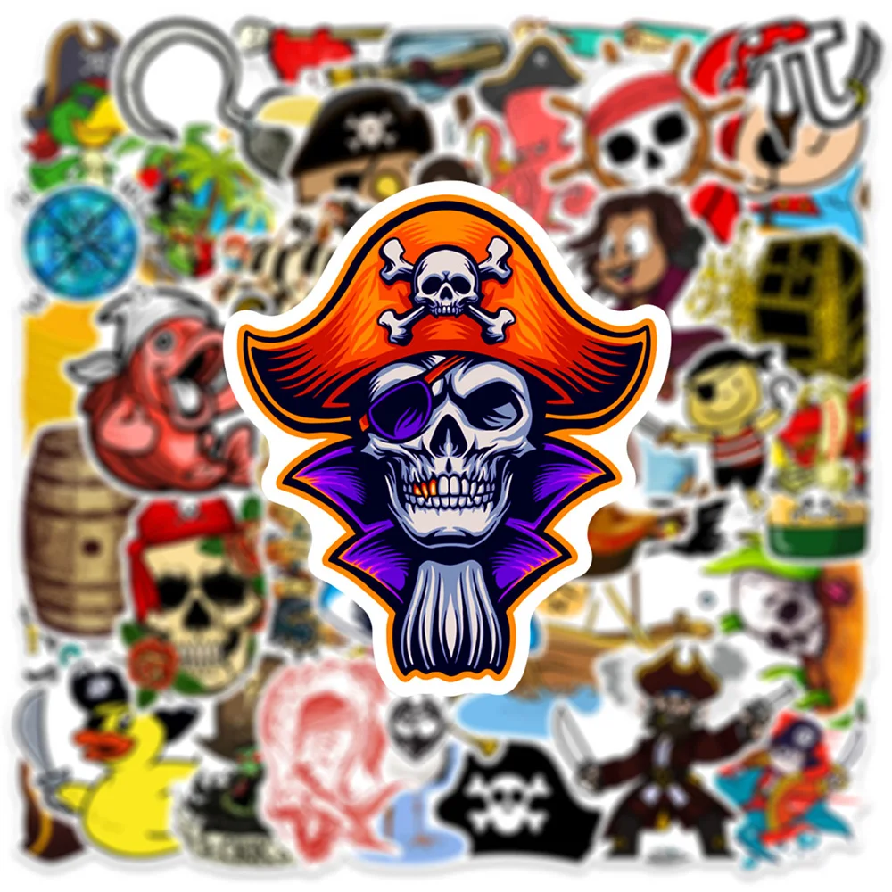 10/30/50pcs Pirate Skull Stickers Captain Buccaneer Decals Vintage DIY Notebook Luggage Laptop Waterproof Cool Graffiti Decals