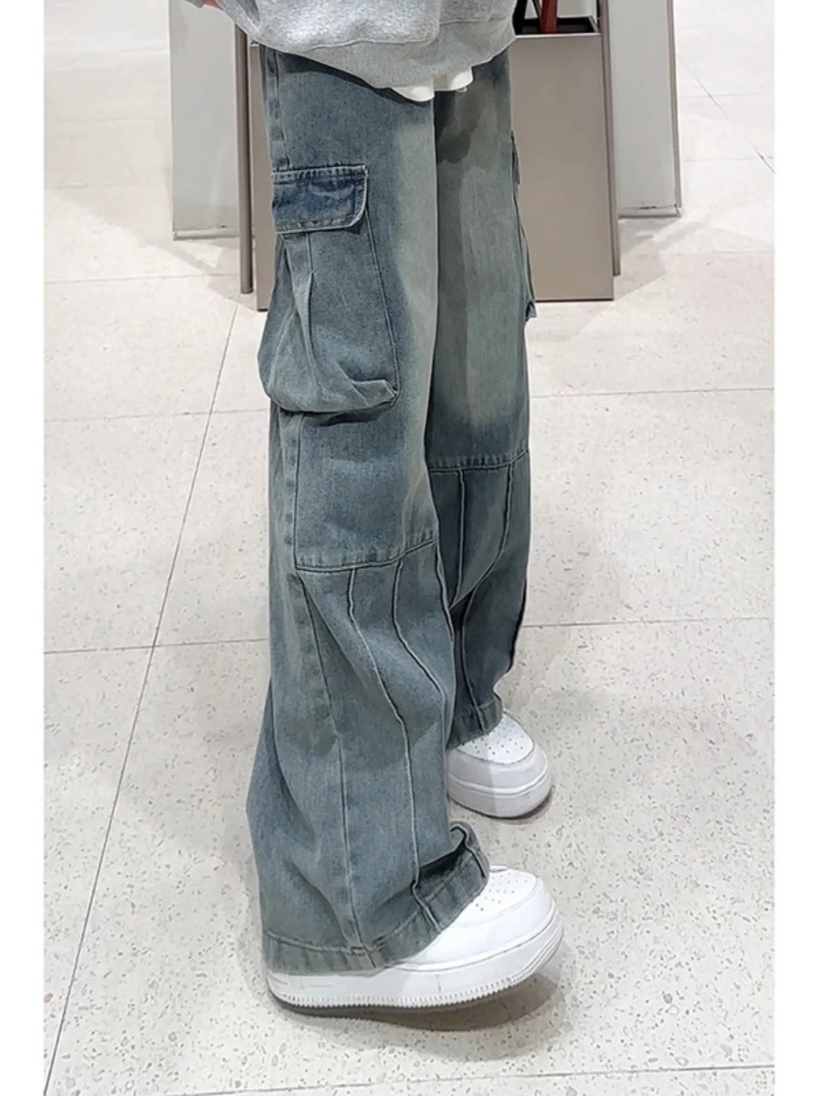 

Мужские джинсы в американском ретро-стиле с элементами пэчворка, прямые брюки в стиле High Street Vibe Feng ui Wa, рабочие брюки больших размеров