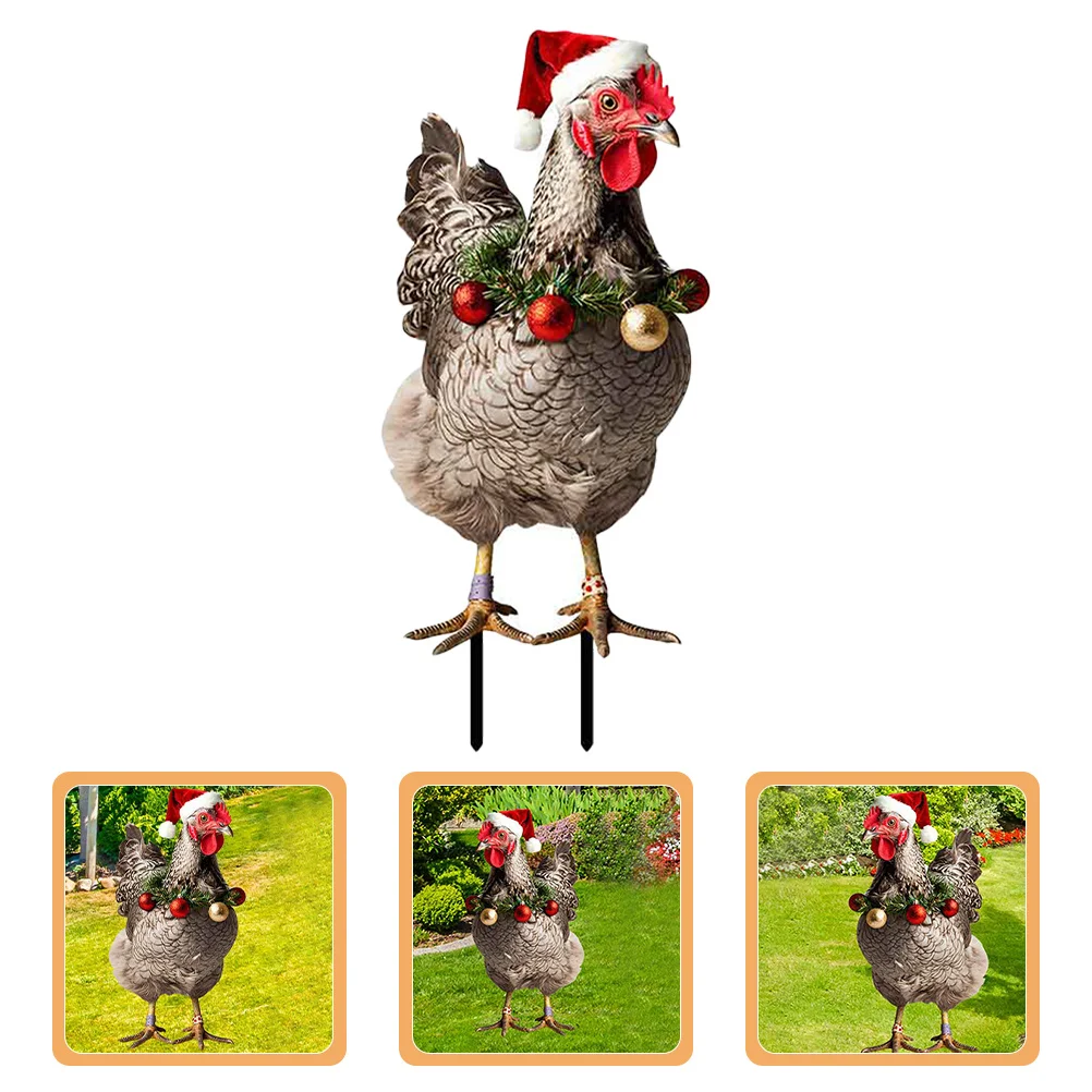 

Colorful Light Bulb Chicken Decor Garden Stakes Outdoor Yard Ornament Christmas Lawn Decoration Farmhouse Rustic Insert