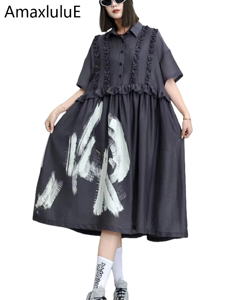 

Amax luluE Design Summer Fashion Printed Dresses Womens 2024 Loose Leisure Elegant Harajuku Classic Vestidos Ladies Sexy Dress