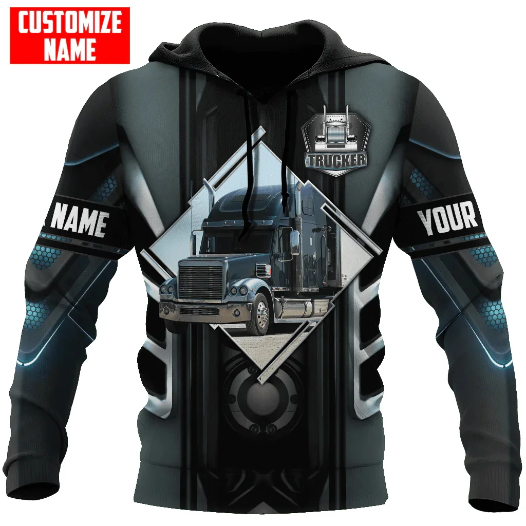 

Customize Name Trucker 3D Printed Men Hoodie Unisex Casual Zip Pullover sudadera hombre Personlized Gift For Trucker ADW74