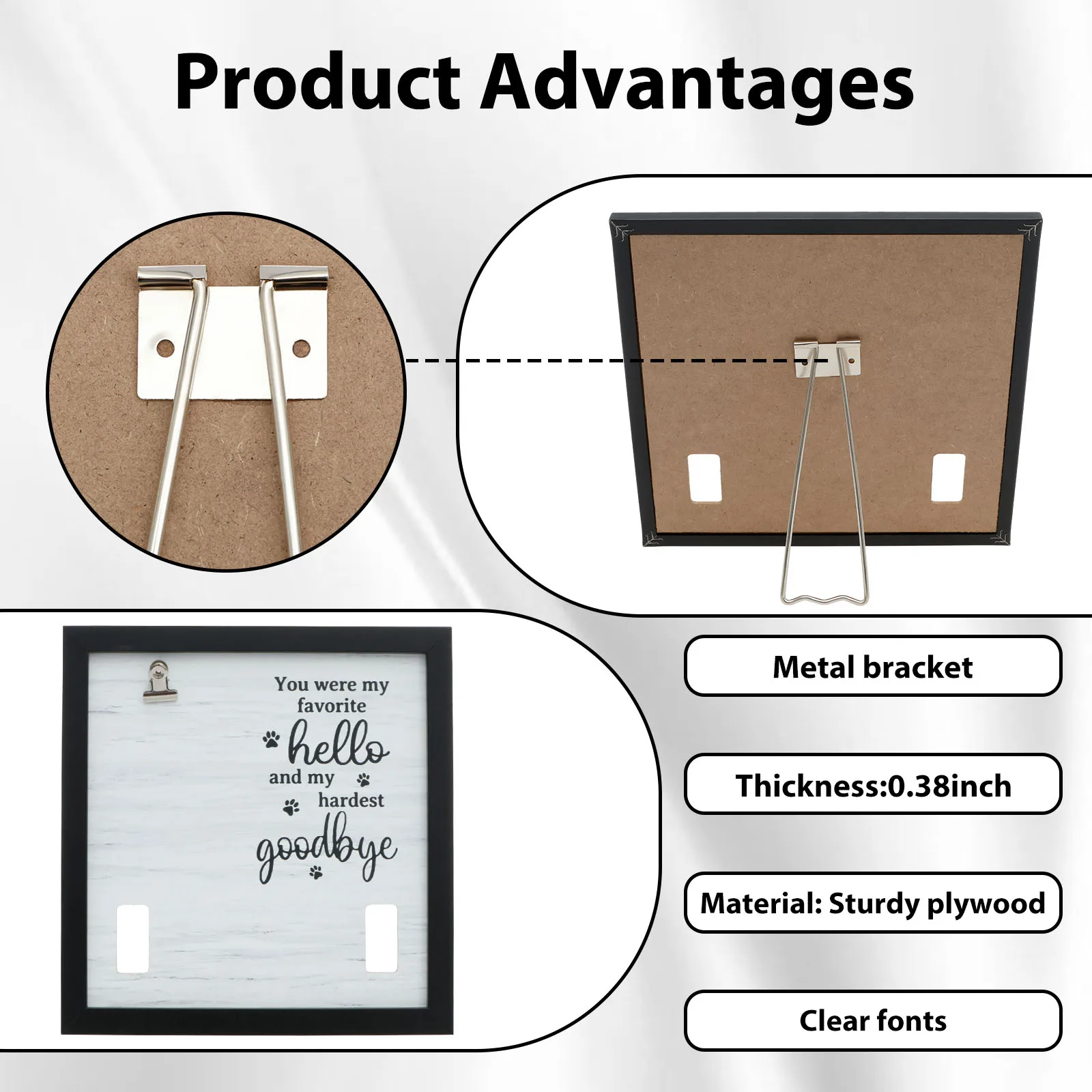 إطار صورة تذكارية للحيوانات الأليفة مصنوع من الخشب الصلب، إطار صورة شخصي لخسارة الحيوانات الأليفة مع عرض الياقة، ديكور منزلي متعاطف لمالك الحيوانات الأليفة #4