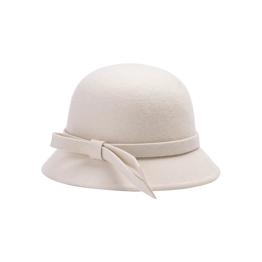 Autumn Winter New British Retro Fashion Casual Bow Woolen Bucket Hat Fisherman Hat Elegant Women's Hat