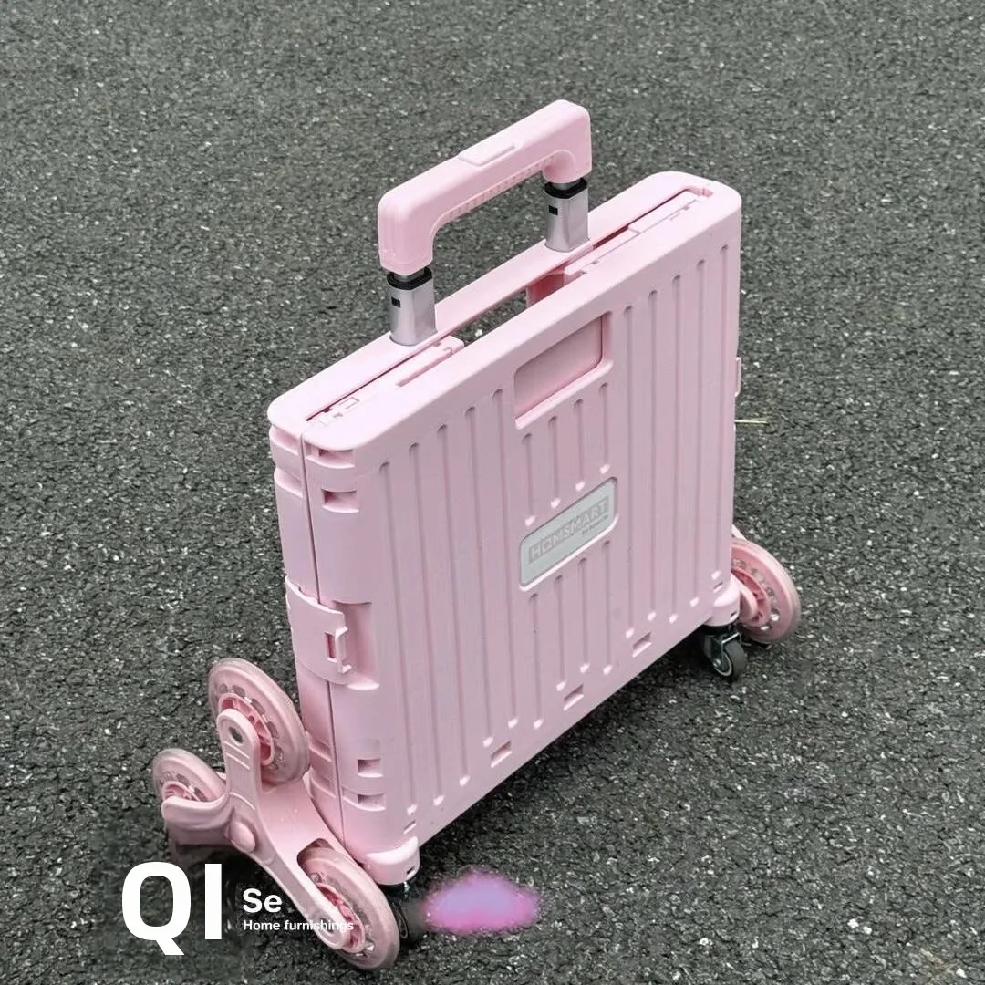ポータブル軽量折りたたみ式ショッピングカート（ロッド付き）キャンプ用モバイル便利な野菜購入・スナック収納ラック