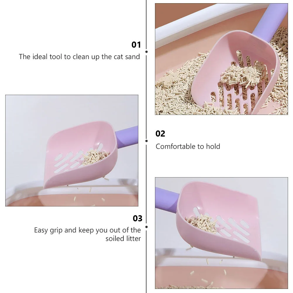 

3Pcs Pet Litter Scooper Cat Sand Shovel Lightweight Plastic Scoop for Easy Cleaning Poop Filter Supplies Comfortable Grip