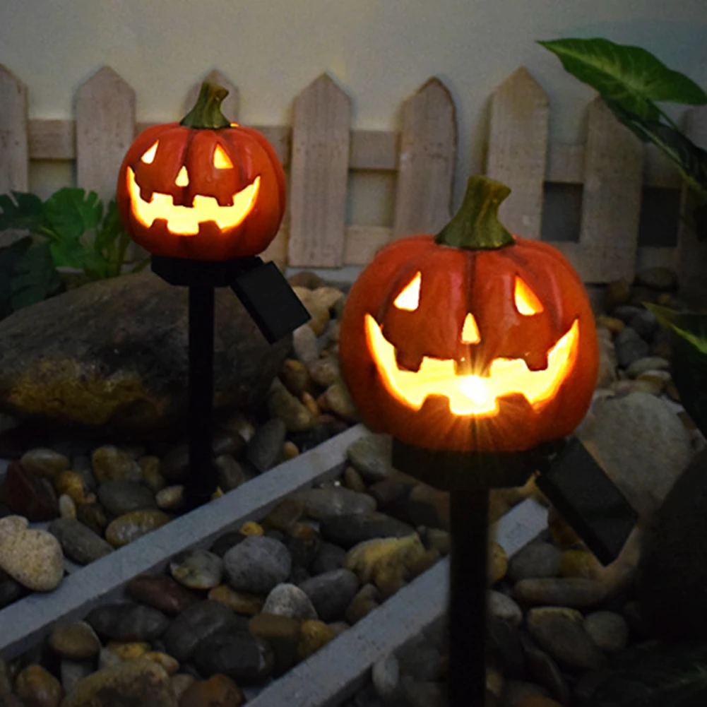 Halloween Pumpkin Pathway Solar Lights Ground Solar Lights Waterproof Pumpkin Garden Stakes Lamp For Yard Walkway Lawn Patio