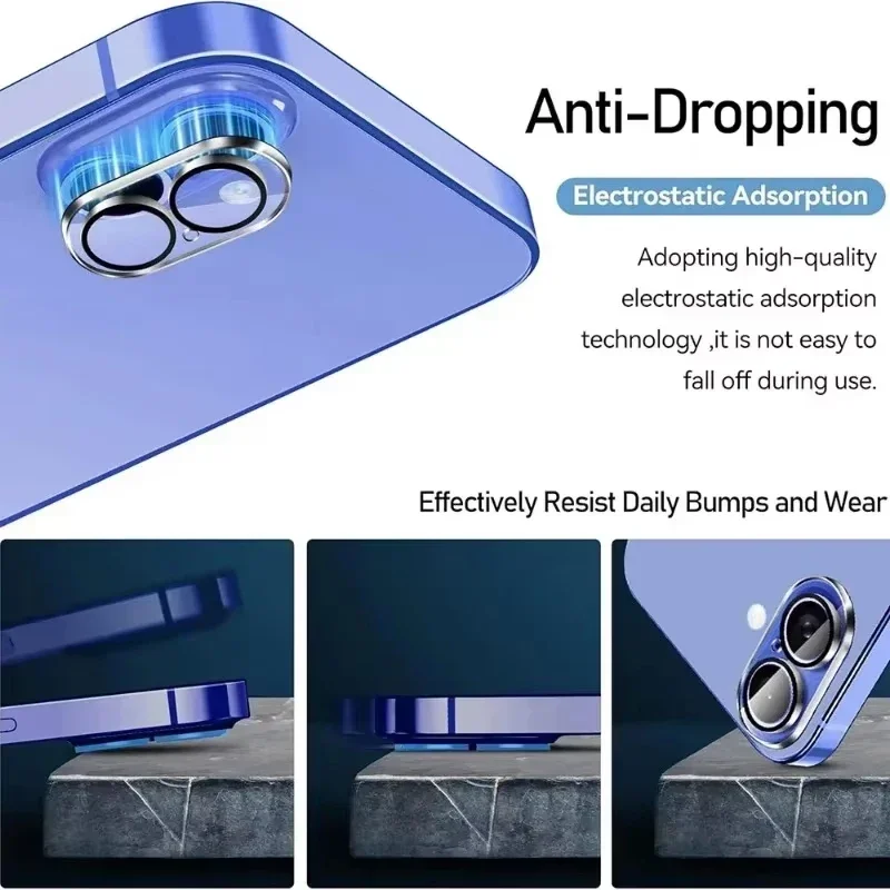 3 pçs protetores de lente de câmera traseira de vidro temperado para iphone 16pro max 16plus 16pro 16 hd claro anti-risco lente películas protetoras