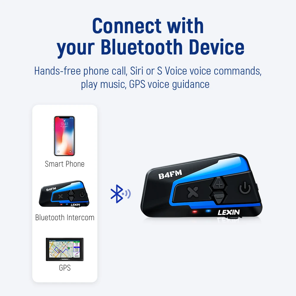 Lexin B4FM-X Bluetooth Motorcycle Intercom Helmet Headsets,BT 5.0