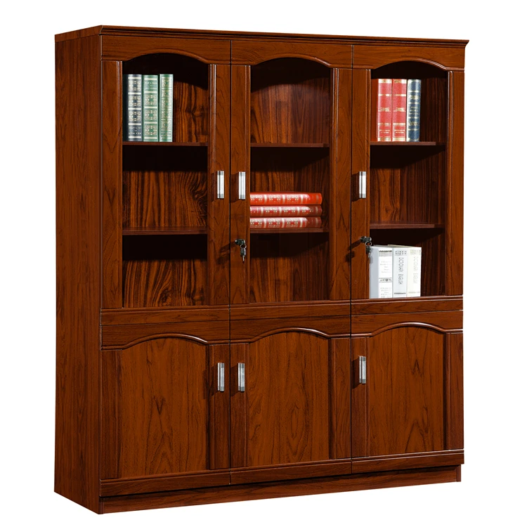 Detachable Wooden Office Bookcase Bookshelf Book Storage Cupboard Filing Cabinet With Glass Door And Lock