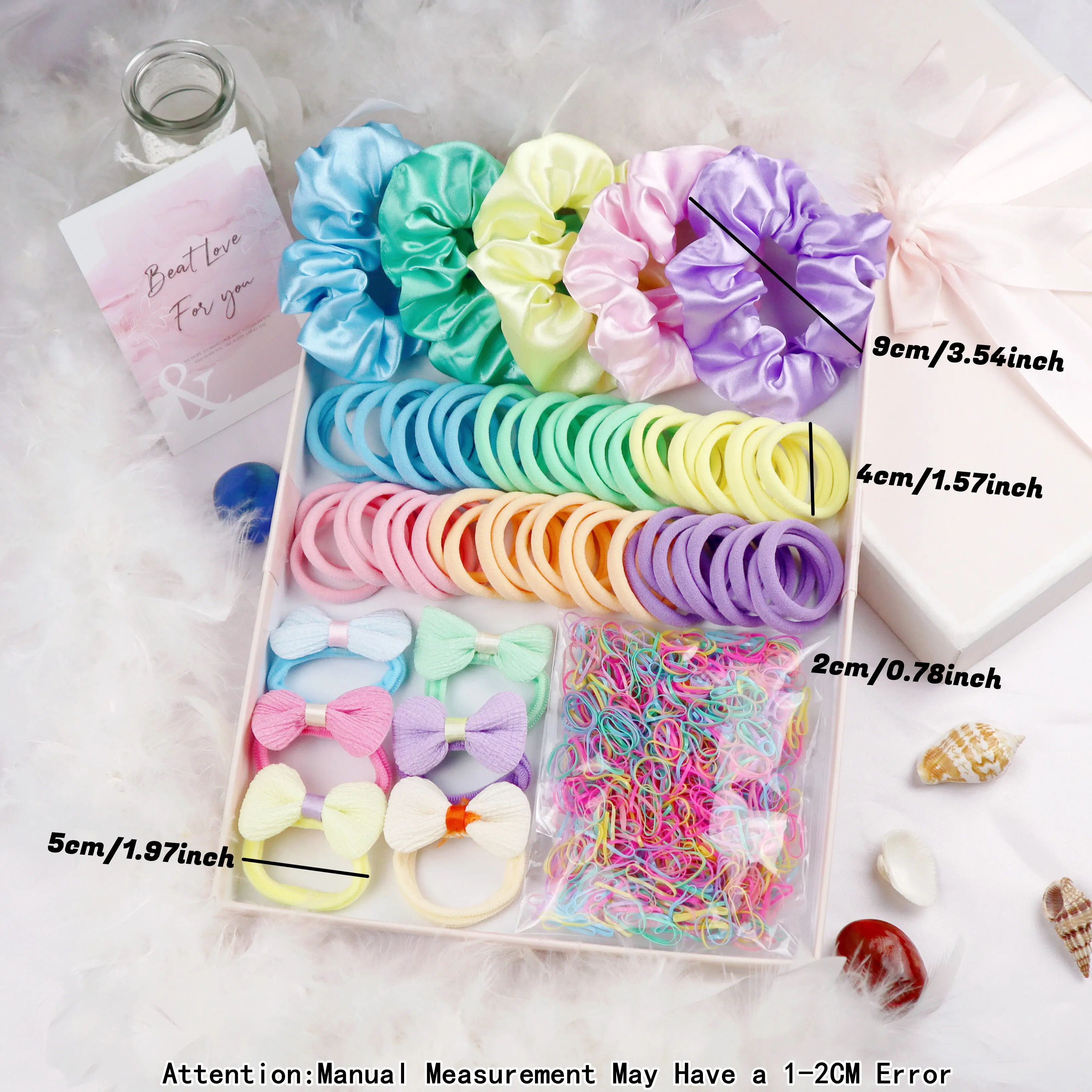 1058/1061PCS Buntes Haar-Accessoire-Set, mit Dickdarm-Haarringen, kleinen Gummibändern oder Haarspangen.