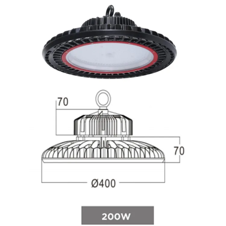 Easy Installation LED Round Highbay High Performance High Bay UFO Light Fixture 200W