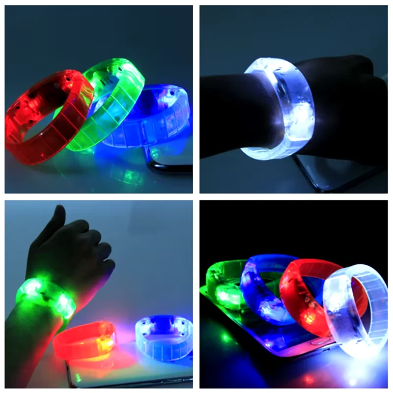 20/50/100pcs LED Bracelet Sound Control Glow Bracelets Flashing Bangle for Party Wedding Clubs Concerts Dancing Christmas