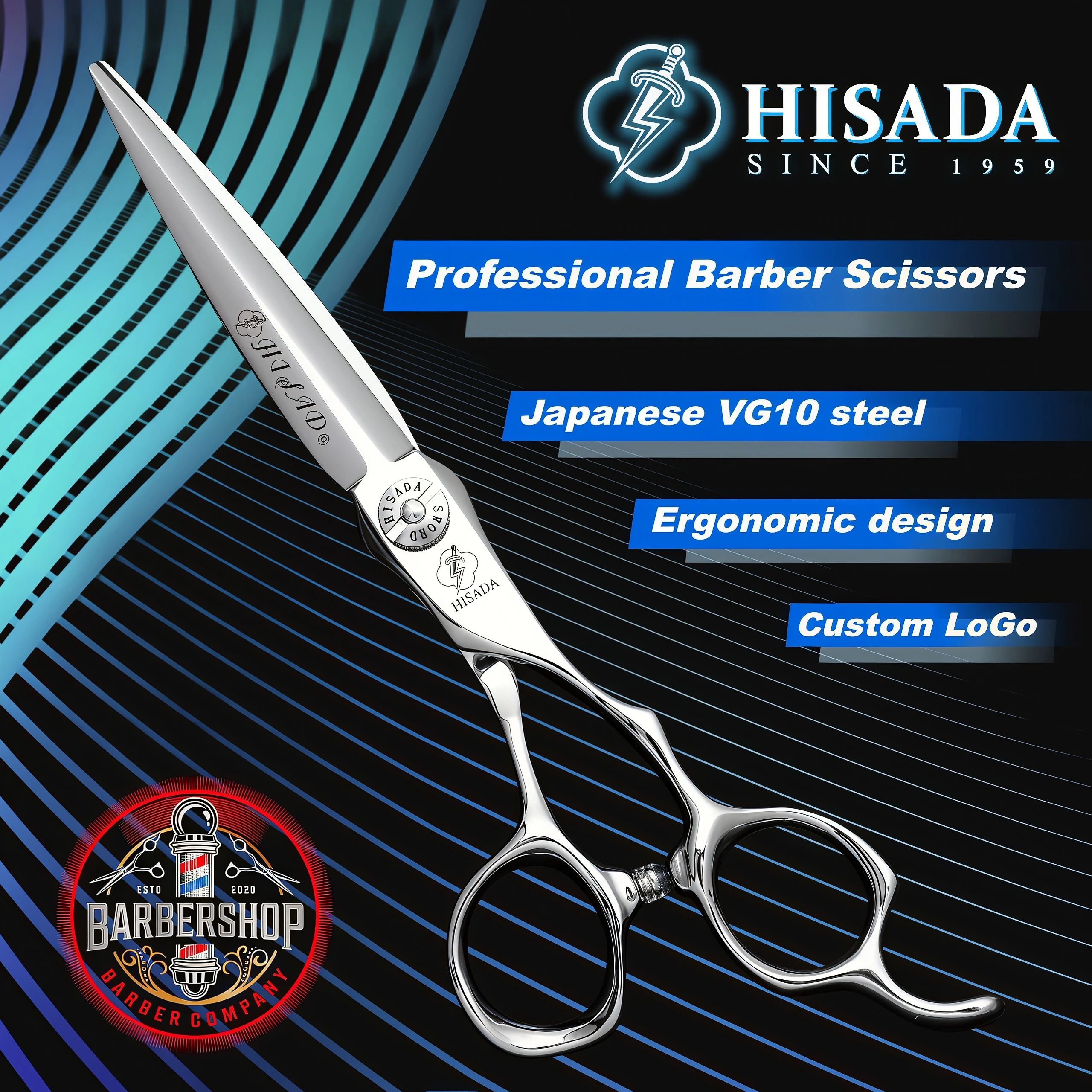 HISADA Hairdressing Scissors 6.0 Inch Scissors VG10 Material High End Salon Hair Cutting Professional Hairdressing Scissors
