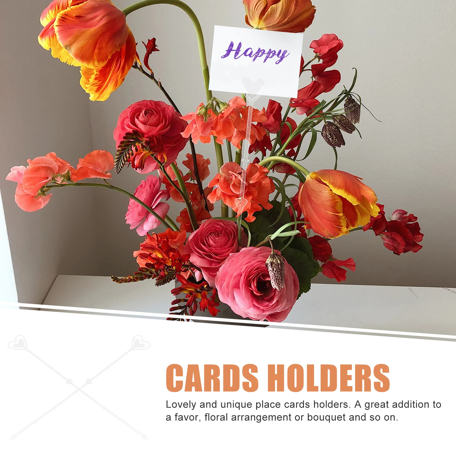 

160Pcs Floral Picks Heart Shape Plastic Flower Card Holder Sticks for Wedding Birthday Floral Arrangement Bouquet DIY