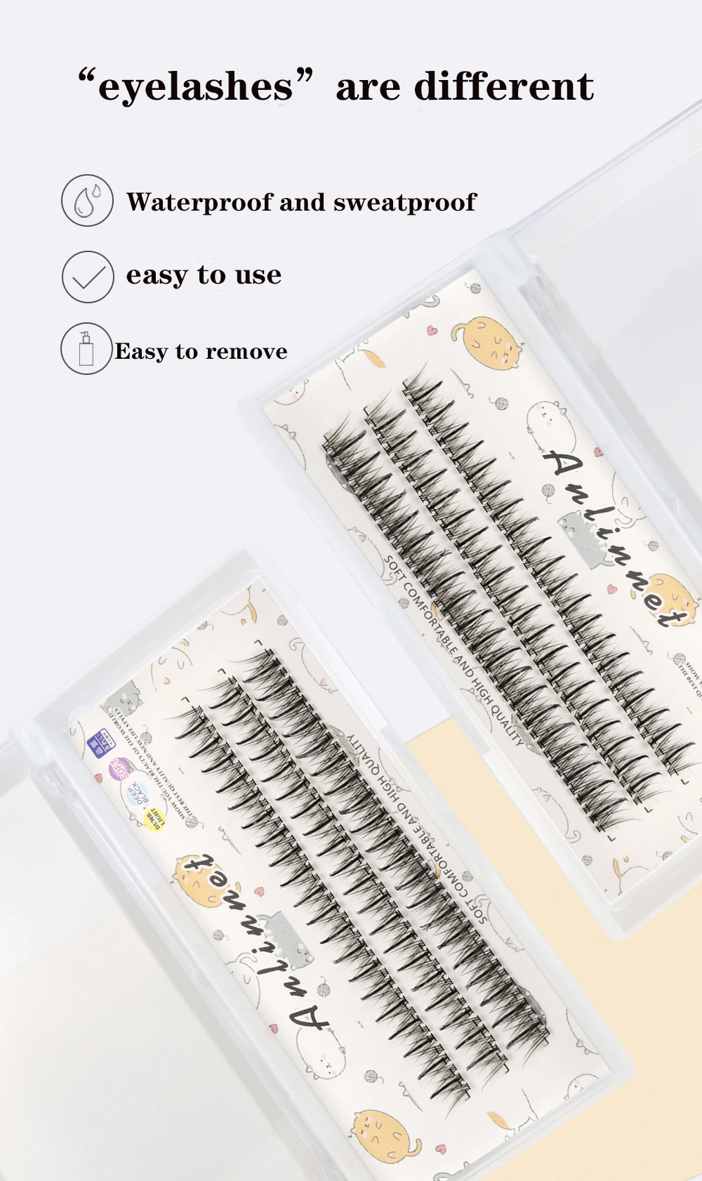 Anlinnet dovetail+A-type false eyelashes Professional makeup Personal mink eyelash bundle Russian natural fluffy false lashes