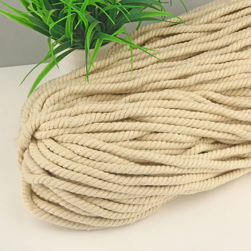 1KG Black Beige White Three Twisted Cotton Rope 5mm/6mm/7mm/8mm/9mm/10mm/12mm/15mm/20mm Handbag Home Textile Accessories