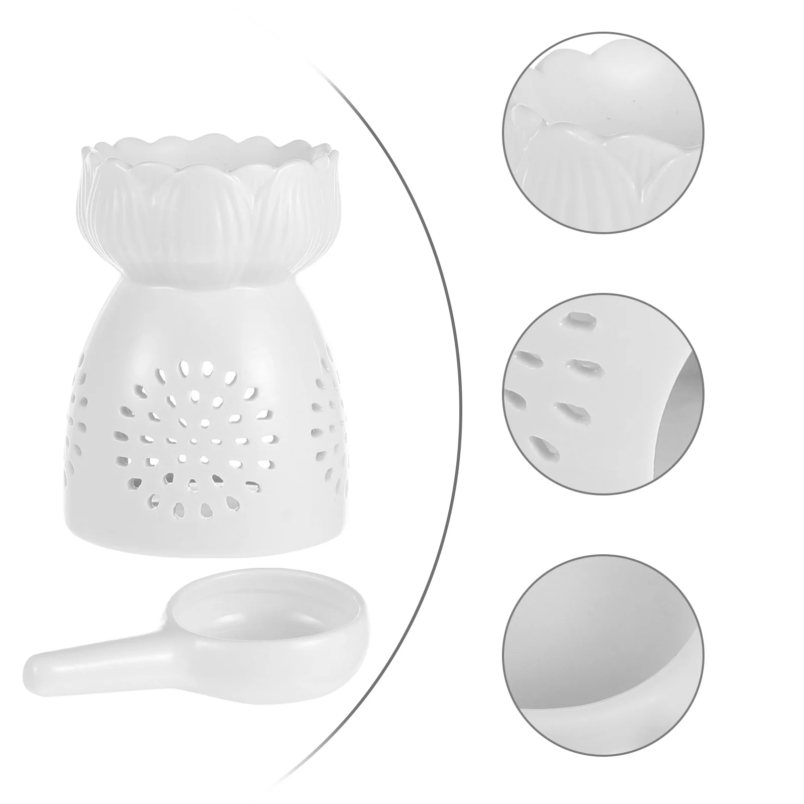 

1Pcs White Porcelain Hollow Aroma Burner Oil Incense Holder Fragrance Desktop Relaxation Decoration Incense Burner