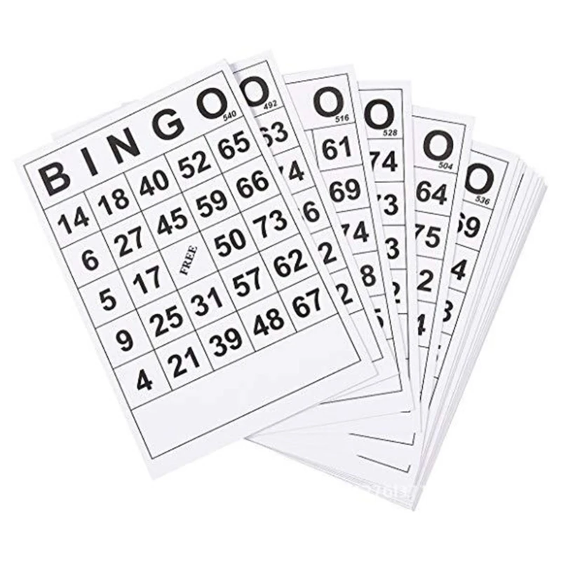 60 Pcs Non-Repetitive Party Bingos Game Cards Disposable Bingos Paper Game Cards Digital Childrens Entertainment Games