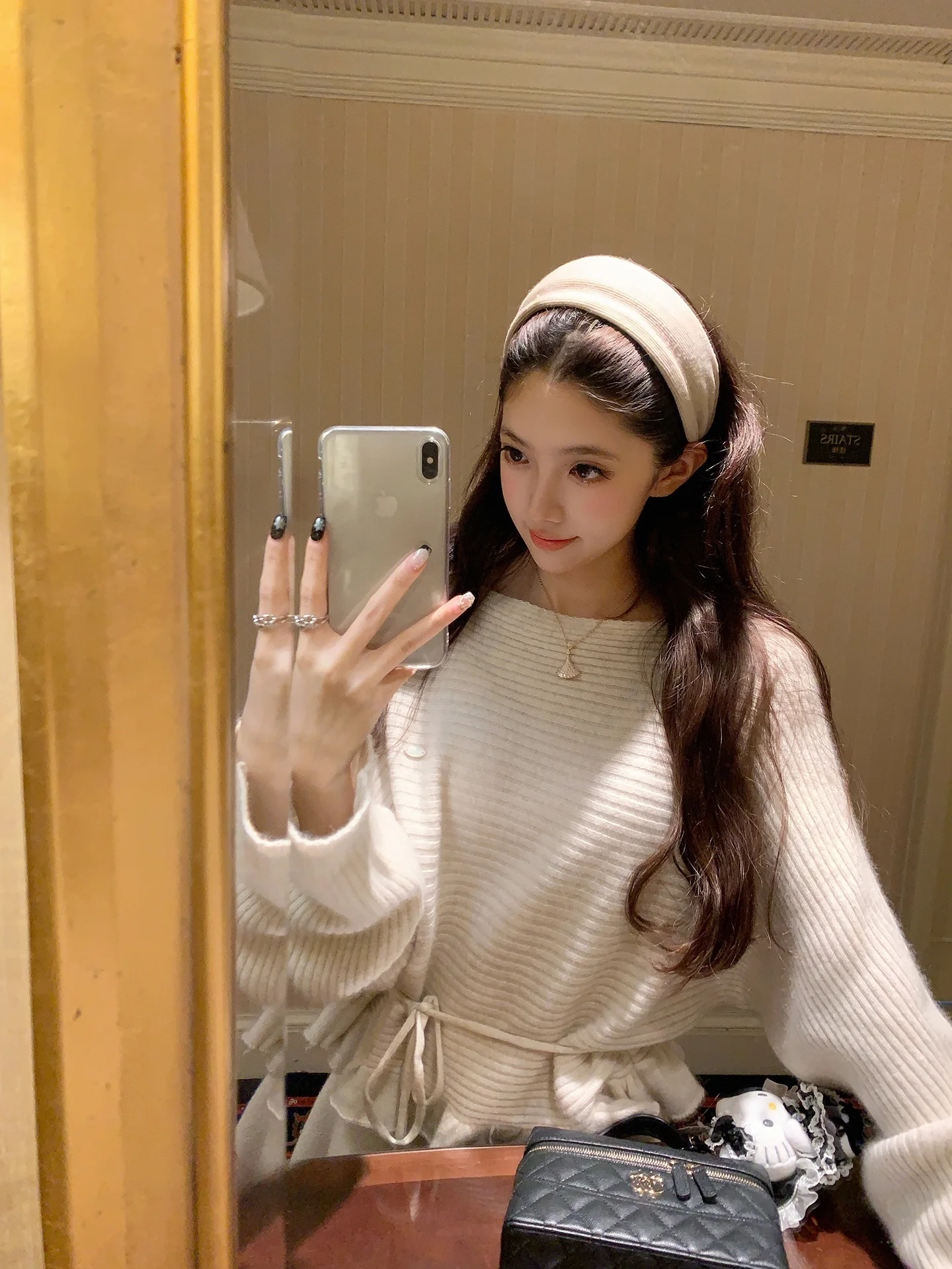 

Вязаный свитер Chuchu Gentle Sweet Dr для женщин, зимний, в корейском стиле, свободный, уютный, с завязками на талии, модель Wood Ain One