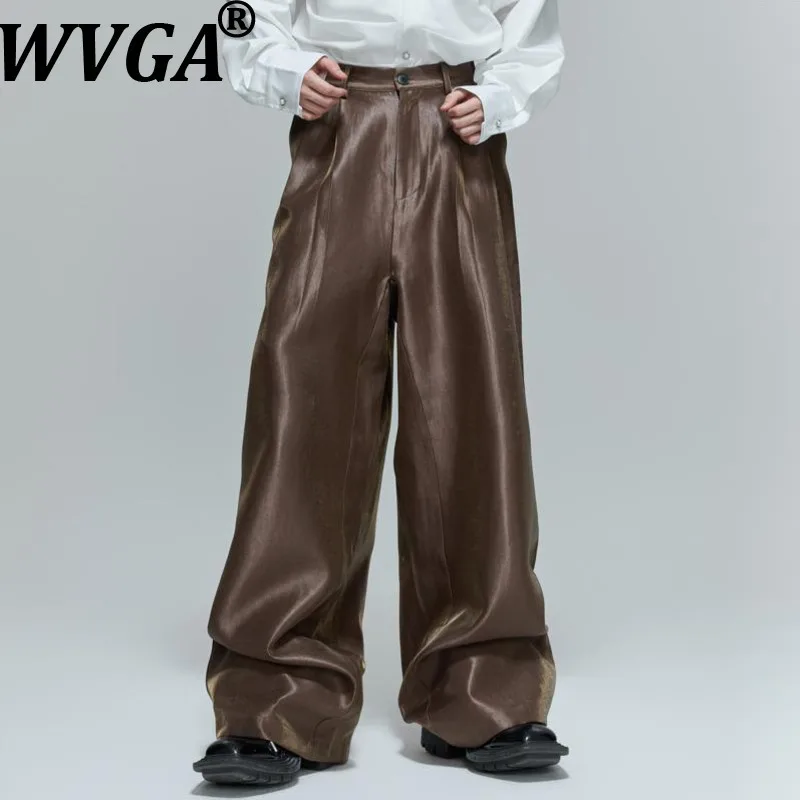 

WVGA Spring Autumn New Men's Tide Wrinkled Trendy Elastic High Waist Straight Fashion Niche Chi Casual Wide-leg Pants Ins W12862