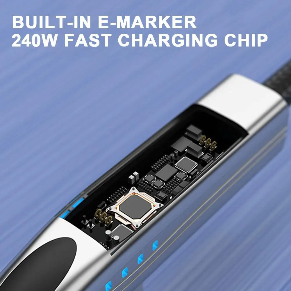كابل USB-C إلى USB-C بقدرة 240 وات من النوع C، سلك شحن سريع، يتم إيقاف التشغيل تلقائيًا عند مشحونة بالكامل