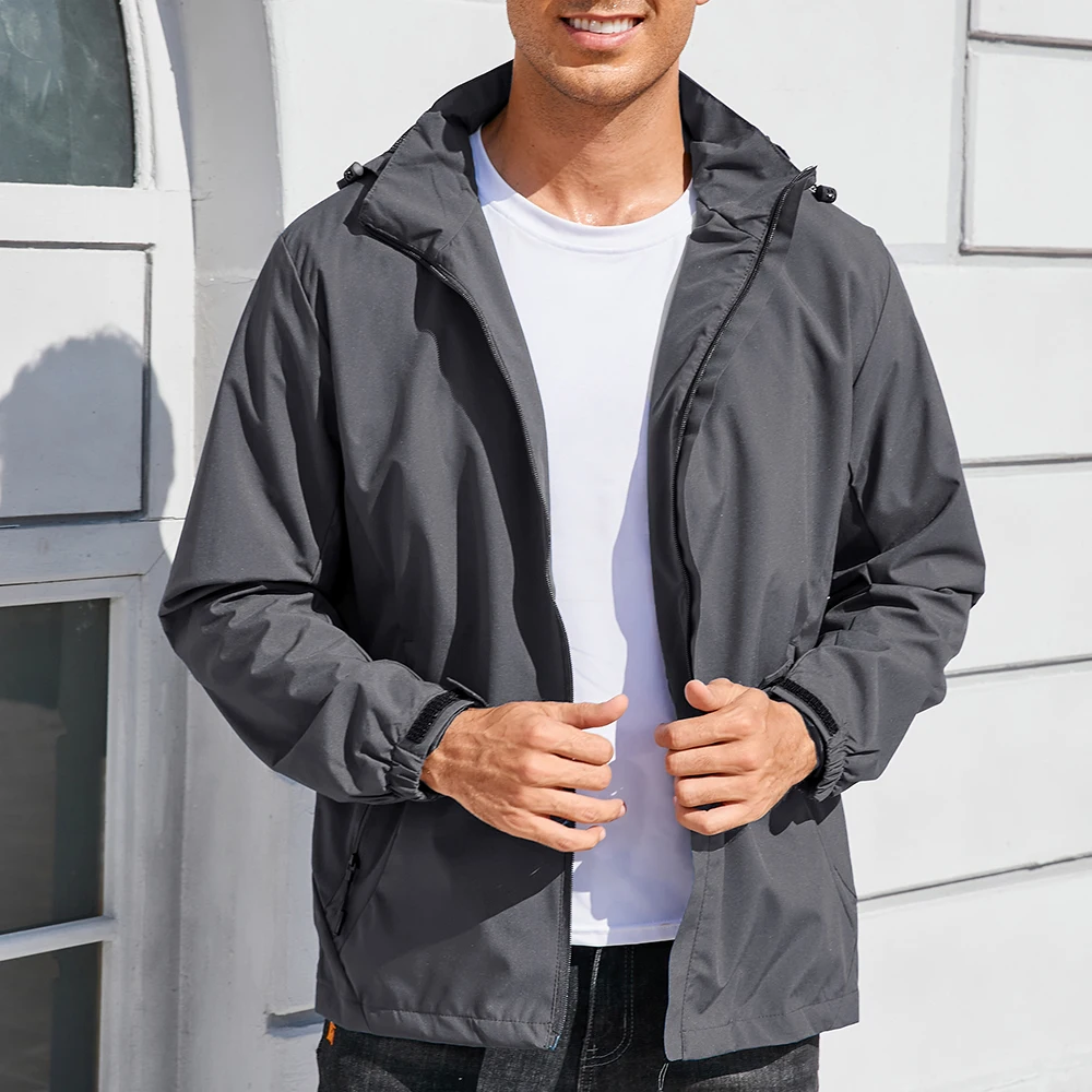Chaqueta con capucha para hombre al aire libre, chaqueta informal a prueba de viento con cremallera, abrigo para escalada, Camping, senderismo, moda masculina, prendas de vestir ajustadas