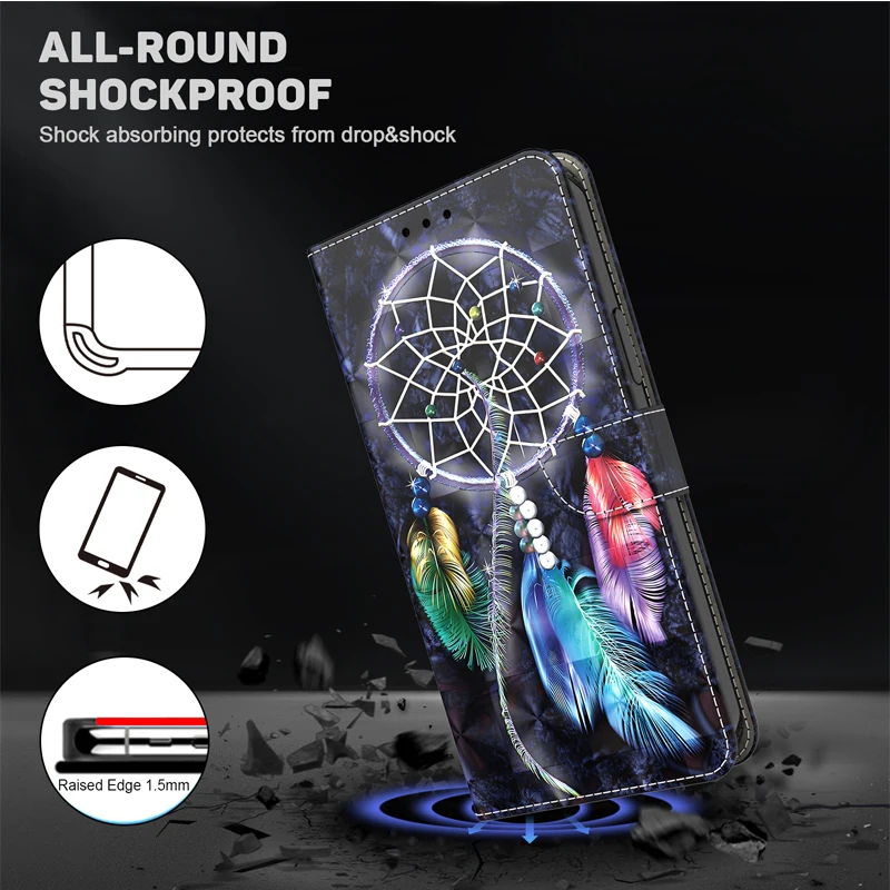3D Magnetic Flip Leather Wallet Case For Samsung Galaxy S26 S25 S24 S23 S22 S21 S20 S10 S10e S9 S8 Plus Ultra FE Edge 4G/5G